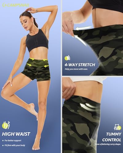 CAMPSNAIL Workout Biker Shorts Women - 3"/5"/8" High Waisted Tummy Control Spandex Booty Volleyball Shorts for Yoga Dance
