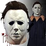 4TH Emotion Michael Myers Mask for Adult Kids, White Halloween Cosplay Costume, Scary Mask Original Michael Myers Face, Full Head Michael Myers Masks with Hair (1978)