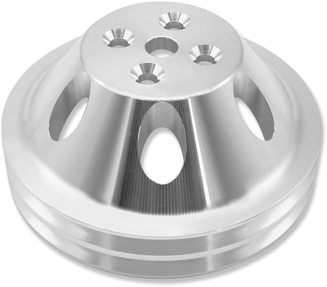 Short Water Pump Pulley Double Groove SWP For Chevy SBC 283 305 327 350 383 400 1955-1968 Polished Aluminum