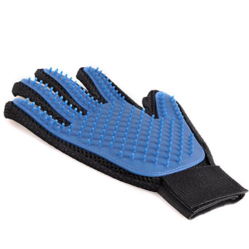 Aoyes Pet Care Grooming Glove Brush and DE Shedding Tool with Gentle Rounded Silicone Tips for Cats, Dogs, Horses and Bunnies, Five Fingers Pet Hair Massage, Bathing Brush and Comb