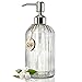 JASAI 18 Oz Clear Glass Soap Dispenser with Rust Proof Stainless Steel Pump, Refillable Liquid Hand Soap Dispenser for Bathroom, Premium Kitchen Soap Dispenser (Clear)