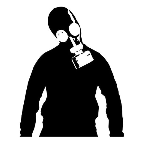 decorsfuk.co Banksy Man with Gas mask | Wall art graffiti vinyl Sticker | Urban Art Window, Car, Laptop Decal (Small - 13x10cm) Cover