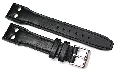Bracelet de montre en cuir pour homme noir 20mm Deutsch Sulla