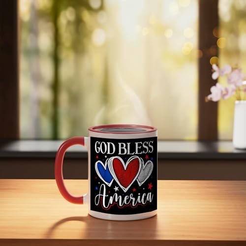 Taza cerámica God Bless America Rojo/Blanco 11 oz miniatura 3