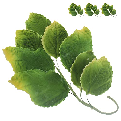 Global Sugar Art Rose Leaf Sugar Cake Flowers Spray, Green with Yellow, 3 Count by Chef Alan Tetreault
