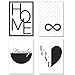 PREMYO Cuadros Decoración Salón Dormitorios - Láminas Decorativas Pared para Enmarcar - 4 Póster Blanco y Negro Love A4