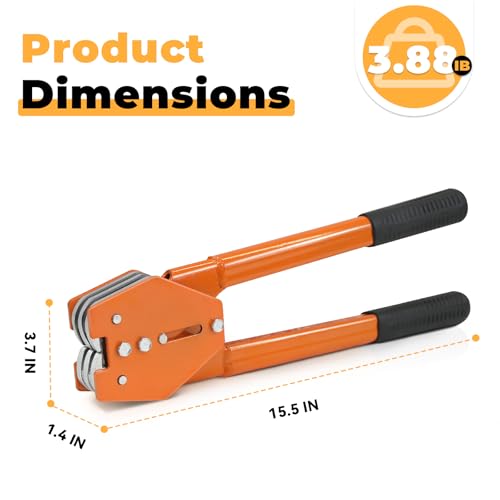 Image of Strapping Sealer /Crimper for 1 /2 inch-5 /8 inch Polypropylene (PP) Polyester Strapping Band Manual Banding Tool with 15 inch Extended Handle(Orange)