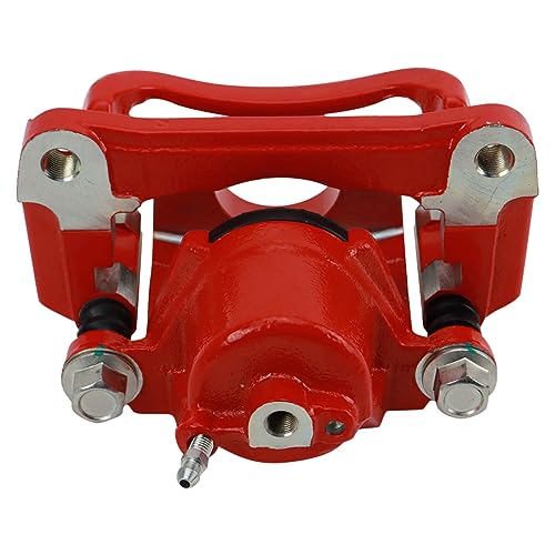 Image of TRQ Rear Left Brake Caliper w /Bracket Performance Red Drivers Side