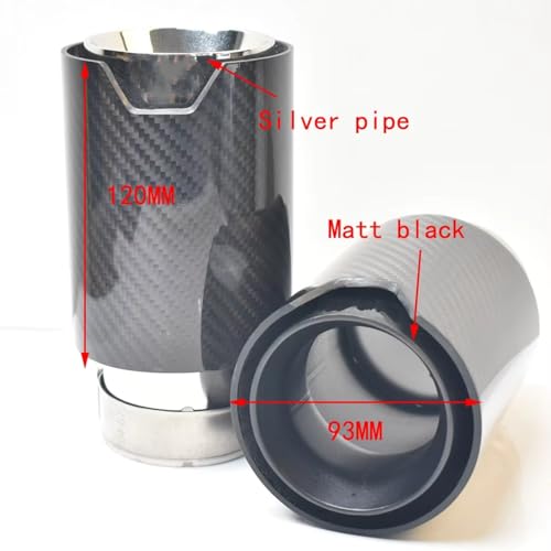 Punta de escape para coche ajustable 76-93 mm de acero y carbono sarga negro brillante 2