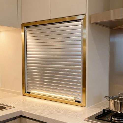 MLYAYE Customizable Tambour Cabinet Door Kit with Track, Space Saving Pull-Down Sideboards Tambour Push Pull Doors for Appliance Garage/Wall Cupboards/Campervan(18 x 40 inch)