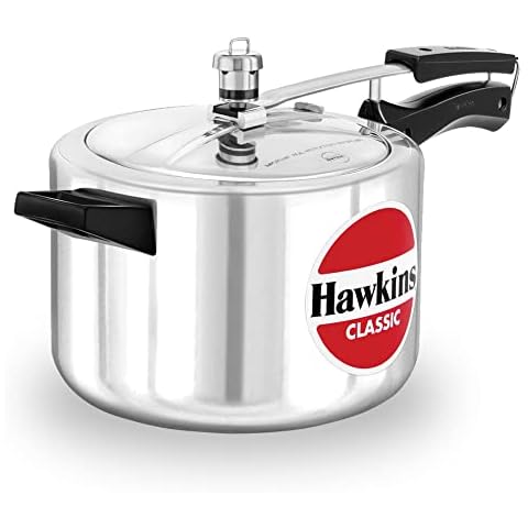 HAWKINS Classic CL50 5-Liter New Improved Aluminum Pressure Cooker, Small, Silver Cover