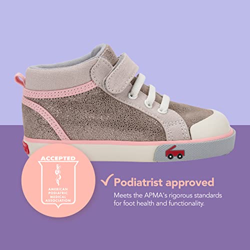 See Kai Run Peyton - High-Top Sneakers for Girls - Beige Metallic Leather, Toddler 74