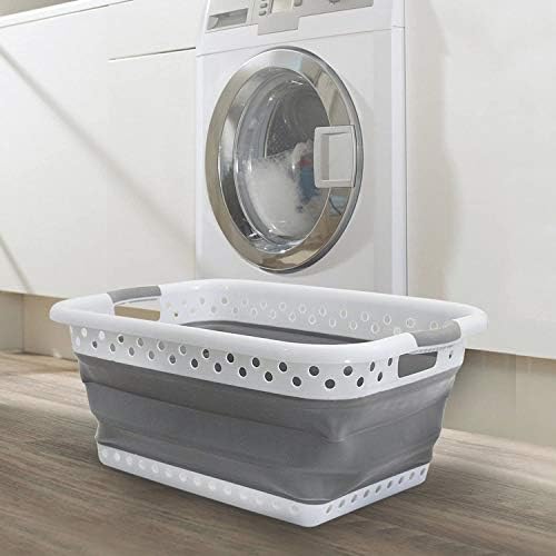 DWD ® Collapsible Laundry Basket  Large 58L Capacity Sturdy Folding Washing Bin with Comfortable Grip Handles  Neat and Tidy Space Saving Solution for your Dirty Clothing Home Bedroom