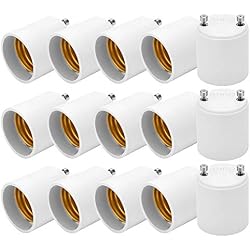 JACKYLED GU24 to E26 E27 Adapter 15-Pack Heat Resistant Up to 392℉ | Fire Resistant Converts GU24 Bi-Pin Based Fixture to E26 E27 Standard Screw-in Socket White
