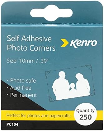 Kenro Self Adhesive Photo Corners for Sticking Photographs into Albums Box of 250 Great for Scrapbooking Paper Crafts - PC104