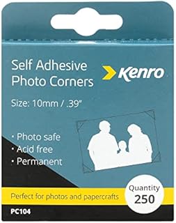 Kenro Self Adhesive Photo Corners for Sticking Photographs into Albums Box of 250 Great for Scrapbooking Paper Crafts - PC104
