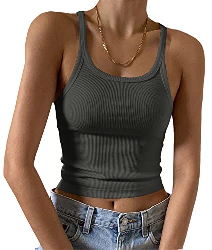 Artfish camisole femme tricot côtelé gris charbon moyen