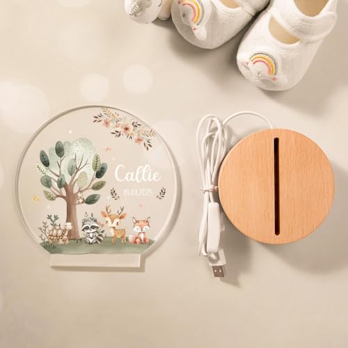 Lámpara de Mesa Noche Acrílica Personalizable Wood Base miniatura 2
