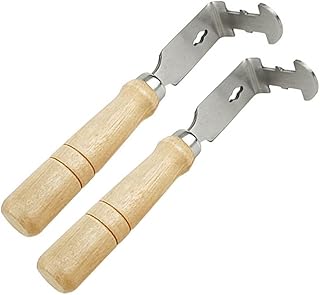 lasenersm 2 Pieces Beehive Shovel Stainless Steel Beehive Frame Cleaning Tool Honey Uncapping Fork Beehive Cleaner Honey Scraper Fork Shovel Beehive Frame Cleaner with Wooden Handle, 18cm
