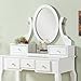 Roundhill Furniture Ashley Wood Make-Up Vanity Table and Stool Set, White