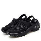 Berrynight Orthopädische Clogs für Damen mit Luftpolsterunterstützung zur Reduzierung des Drucks auf Rücken und Knie, orthopädische Clogs für Frauen, Schwarz , 39 EU