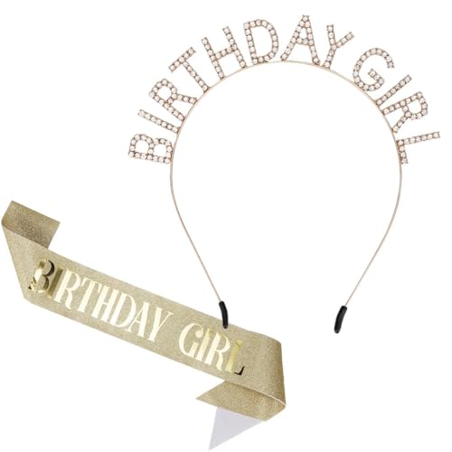 Image of Birthday Girl Crown & Sash & Sunglass for Women Girl, Headband for Princess Happy Birthday Party Decorations Favors