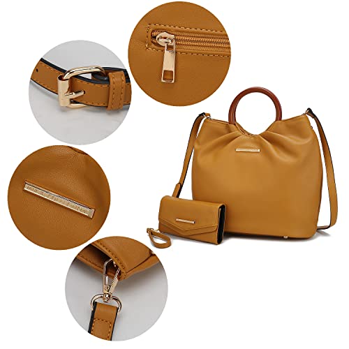 Set bolso Tote para mujer con billetera de cuero vegano miniatura 7