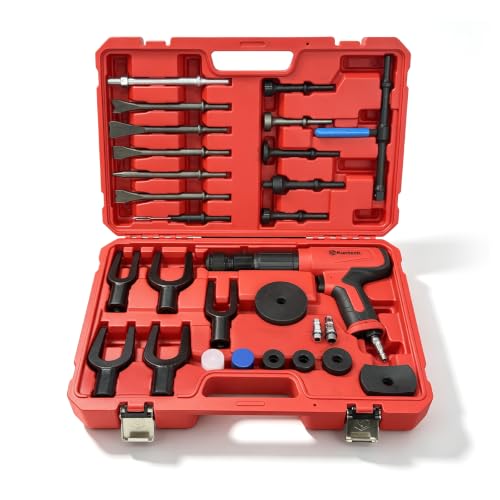Image of 27PCS Air Hammer Kit, Heavy Duty Pneumatic Air Hammer with Chisel Set, 2500 BPM Air Chisel Hammer, Long Barrel Air Hammer with Carrying Case