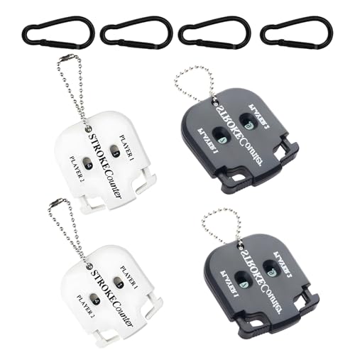 Golf Schlagzähler 4 Stück, Handzähler Set mit Klicker für Golfspiel, Golf Zähler Schwarz und Weiß je 2 Stück, Mit 4 Karabinern für Golfbag oder...