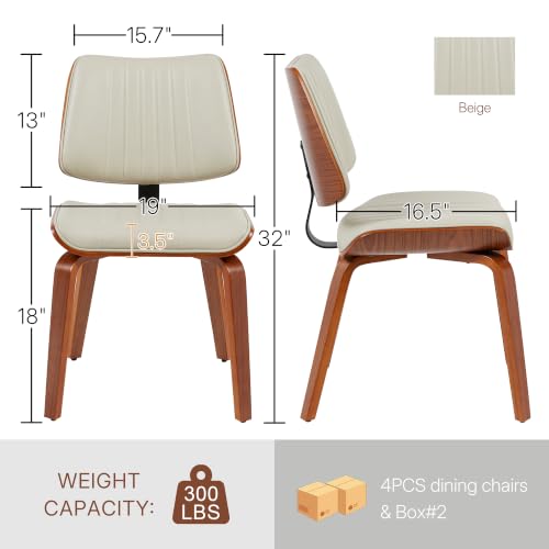 Image of Dining Chairs Set of 4, Mid Century Modern Dining Walnut Chairs,Beige