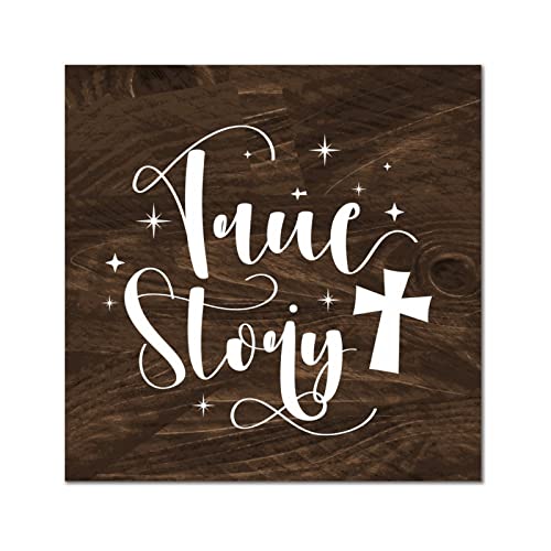 Plaque murale en bois True Story rétro pour cuisine et salle de bain
