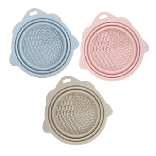 BESTYASH 3pcs Makeup Brush Cleaning Tool Silicone Cleaning Bowl Beauty Egg Sponge Cleaner Portable Brush Rinsing Pad