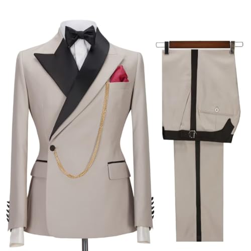 Men's Suit 2 Piece Slim Fit Formal One Button Tuxedo Blazer Jacket Pants for Wedding Prom Party2