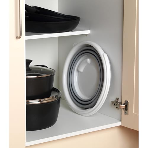 Beldray Faltbarer Eimer 10 L – Putzeimer, Pop-up-Eimer, zusammenklappbare Waschschüssel, Ideal für Camping und Festivals, Grau Weiß