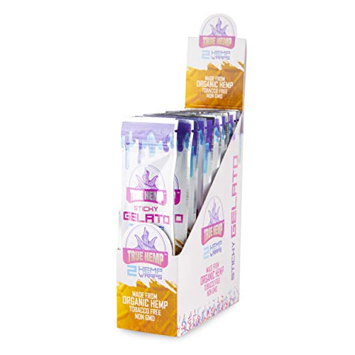 True Hemp - Organic Hemp Wraps - Non GMO - 2 Wraps Per Pack - 25 Pack Display Box (Gelato)