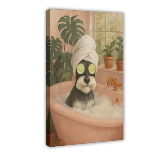 Poster de bain Mini Schnauzer pour créer une déco de salle de bain relaxante
