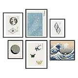 HAUS AND HUES Traditional Japanese Art Prints - Japanese Wall Art, The Great Wave Off Kanagawa Famous Art Prints Asian Posters, Tiger Posters, Wave Prints Wall Art, Japan Poster (Unframed)