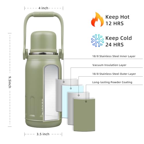 Image of BJPKPK Stainless Steel Insulated Bottle with Handle & Strap, 27oz