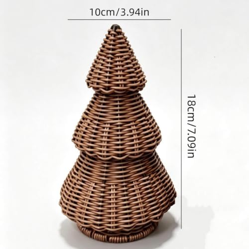Handwoven Christmas Tree Ornament Rustic Imitation Rattan Woven Tree Craft - image 3
