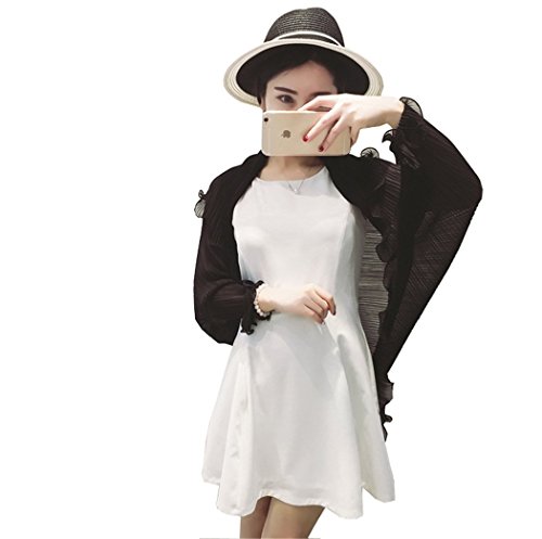 Santwo Fashion - chal de gasa para playa, para mujer, con bufanda, para conducción, Bolero, rebeca Negro negro Talla única