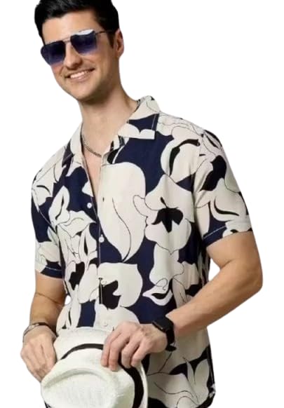 Men's Regular Fit Self Design Printed Spandex Shirt | Casual Half Sleeve Stylish Shirt for Men-image-19