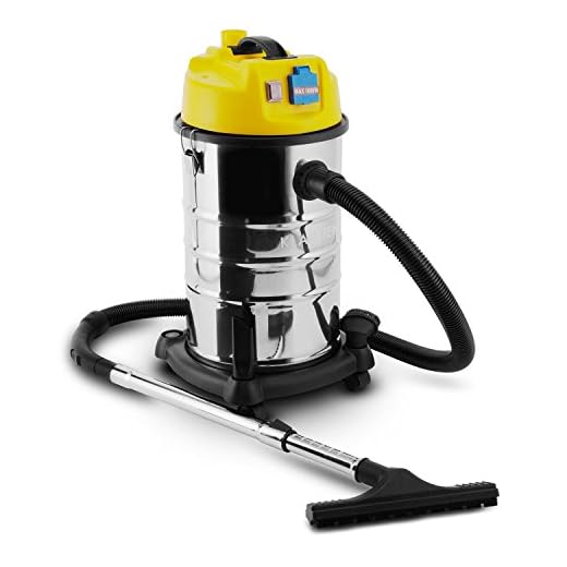 Klarstein Reinraum Prima Aspirateur Industriel Sec & Humide pour travaux, rénovations, Chantiers (Puissance de 1800 W avec réservoir de 30 L) - Jaune