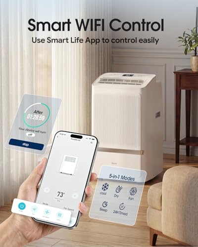 Image of Portable Air Conditioners, 16000 BTU Cooling for 800 Sq ft, 5-in-1 with Drainage-Free Cooling, Fan, Dehumidifier, Sleep Mode, APP & Remote Control, Quiet 40 dB, Window Installation Kit