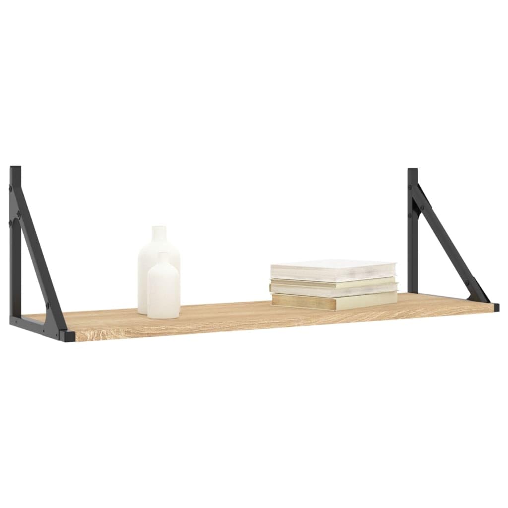 Regały ścienne, zestaw 2 sztuk, dąb Sonoma, 80 x 25 x 25,5 cm, materiał drewnopochodny, wiszące, do sypialni, łazienki, salonu, uniwersalny montaż na ścianie