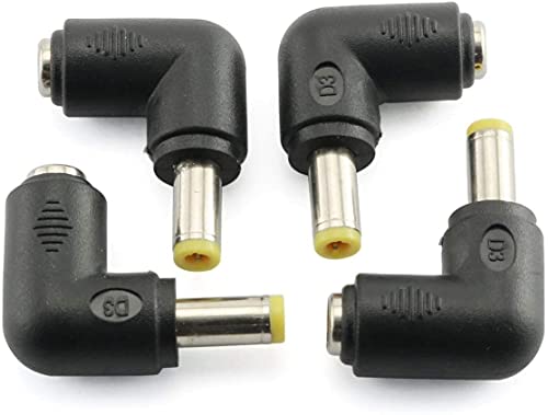 Adaptador 4 pzas Ángulo 90° DC 5.5x2.5 mm macho a 5.5x2.1 mm hembra miniatura 1