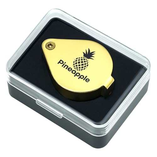 Image of Pineapple 30X Jewelers Loupe Magnifier Foldable Pocket Magnifying Glass Small Jewelry Eye Loop for Jewelers, Gems, Diamonds, Plants, Coins (Gold) (Pack of 2)