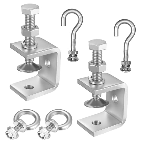 C Klemmen Set Edelstahl C-Zwingen Tischklemmen Verstellbar 0-25mm Einstellbar Trägerklemme mit Haken und Ringschrauben Schraubzwinge Schraubklemme für Holzarbeiten Schweißen Tischlerei