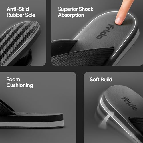 Image of Frido Cloud Comfort Slippers for Women & Men | Available in 2 Options- Arch Support & Without Arch |Orthopedic Soft Home Chappal Unisex Slipper, House Slipper with Anti-Skid Sole for Home Use & Casual