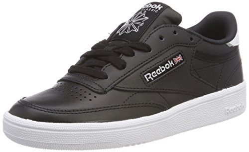 Image of Reebok Women's Club C 85 Emboss Sneaker, Black/White, 3 UK