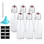 Eidoct Clip Top Preserve Bottles Clear Glass Bottles with Airtight Stoppers Beer Brewing, Wine, Condiments, Beverages, Oil, Vinegar, Kombucha & Water